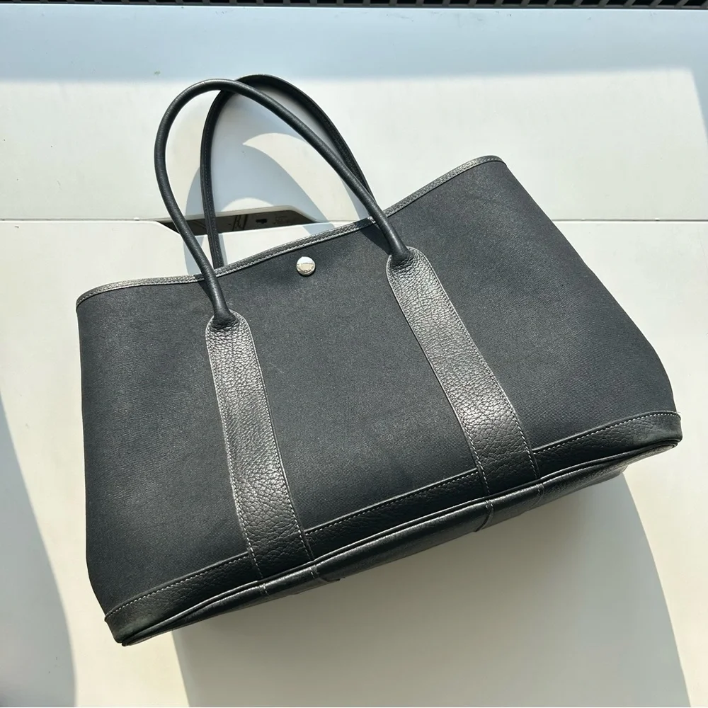 HERMÈS Black Large Garden Party 36 Canvas Bag - Picture 9 of 12